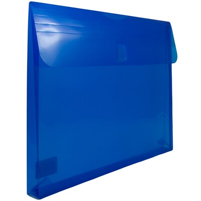 JAM Paper Plastic Envelopes with Hook & Loop Closure, 9.75 x 13 with 1 Inch Expansion, Blue, 12/Pack (218V1BU)