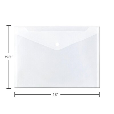 JAM Paper Poly Envelope with Snap Closure, Letter Size, Clear, 12/Pack (218S0CLG)