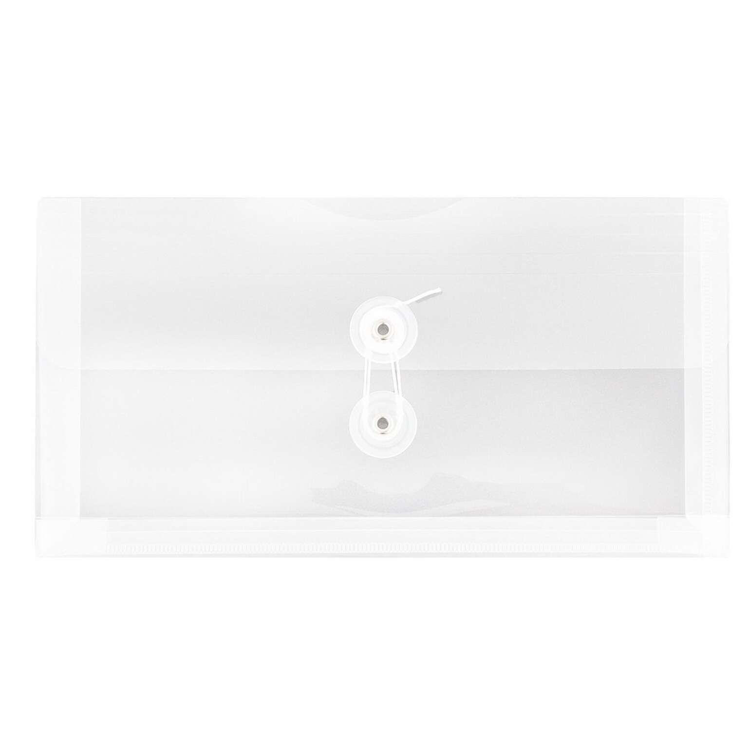 JAM Paper Plastic Envelopes with Button and String Tie Closure, #10 Business Booklet, 5.25 x 10, Clear, 12/Pack(921B1CL)