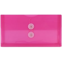 JAM Paper Plastic Envelopes with Button and String Closure, #10 Business Booklet, 5.25 x 10, Fuchsia