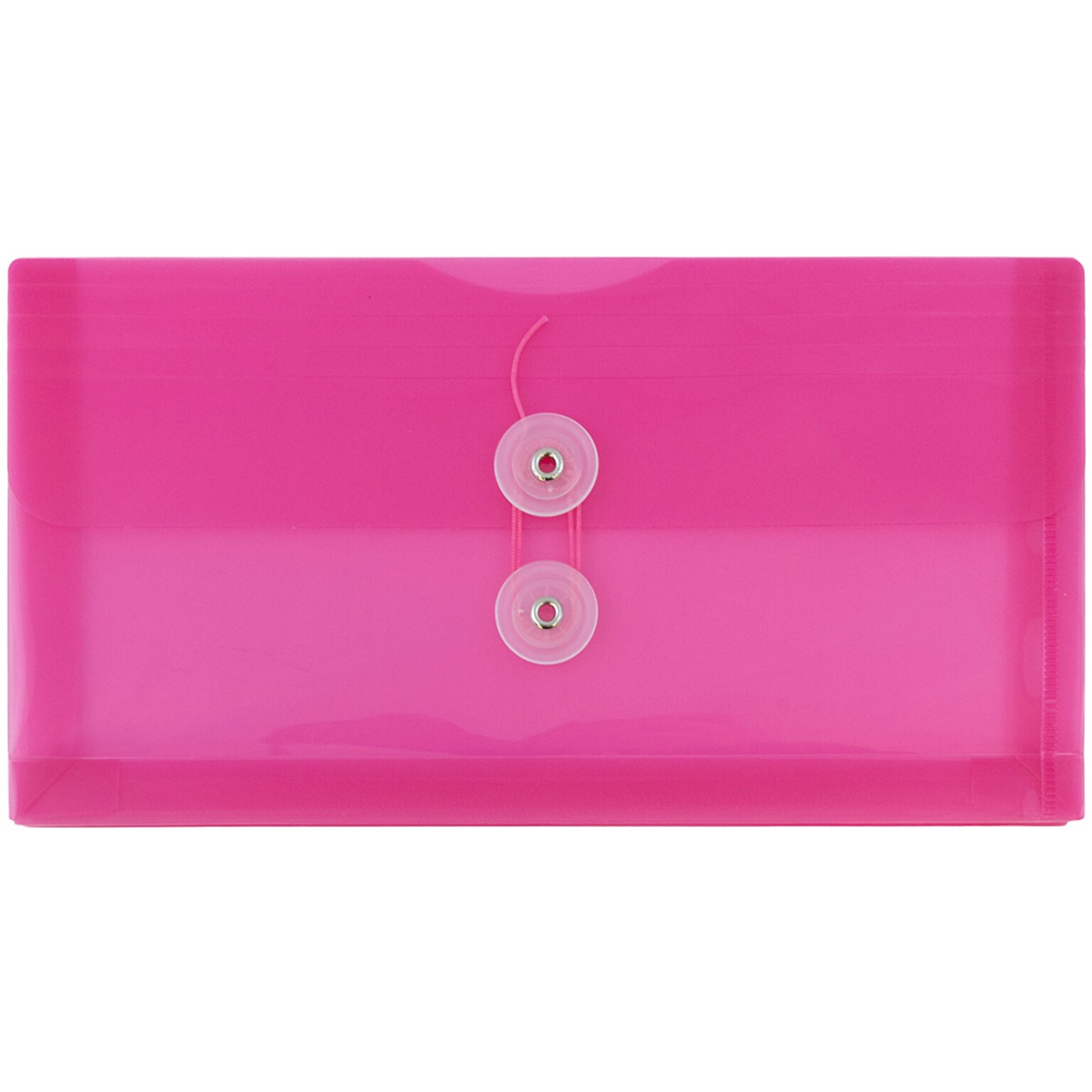 JAM Paper Plastic Envelopes with Button and String Closure, #10 Business Booklet, 5.25 x 10, Fuchsia Pink, 12/Pack (921B1FU)