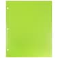 JAM Paper Heavy Duty 3 Hole Punch Two-Pocket Plastic Folders, Lime Green, 6/Pack (383HHPLID)