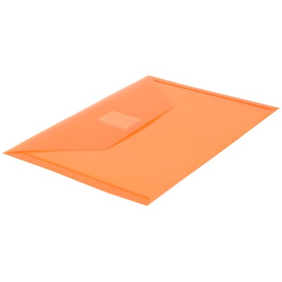 JAM Paper Plastic Envelopes with Hook & Loop Closure, Index Booklet, 5.5 x 7.5, Orange, 12/Pack (920