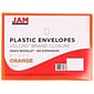 JAM Paper Plastic Envelopes with Hook & Loop Closure, Index Booklet, 5.5 x 7.5, Orange, 12/Pack (920V0OR)
