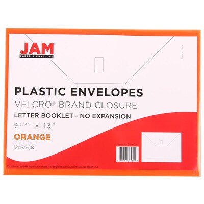 Jam Paper Plastic File Pocket, Letter Size, Orange, 12/Pack (218V0or)