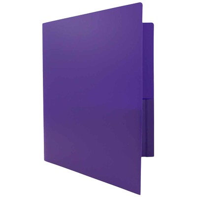 JAM Paper Heavy Duty Plastic Two-Pocket School Folders, Purple, 6/Pack (383NPURPLED)