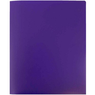 JAM Paper Heavy Duty Plastic Two-Pocket School Folders, Purple, 6/Pack (383NPURPLED)