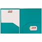 JAM Paper Heavy Duty Plastic Two-Pocket School Folders, Teal Blue, 108/Pack (Ox57401b)