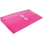 JAM Paper Plastic Envelopes with Button and String Closure, #10 Business Booklet, 5.25 x 10, Fuchsia Pink, 12/Pack (921B1FU)