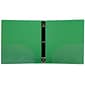 JAM Paper Heavy Duty 1 1/2" 3-Ring Flexible Poly Binders, Green Glass Twill (762T15GR)