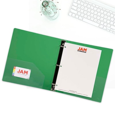 JAM Paper Heavy Duty 2" 3-Ring Flexible Poly Binders, Green (820T2GR)