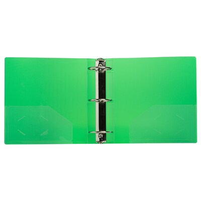 JAM Paper Heavy Duty 3" 3-Ring Flexible Poly Binders, Green (821T3GR)