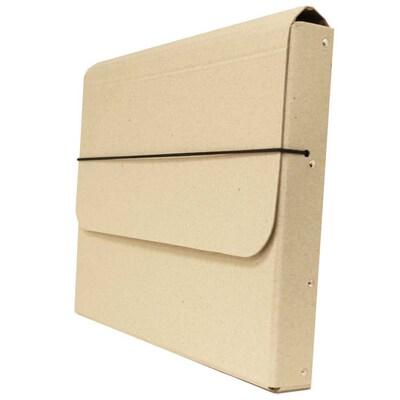 JAM Paper Thick Portfolio File Carrying Case with Elastic, 10 x 1 1/4 x 13 1/4, Natural Kraft, Sold