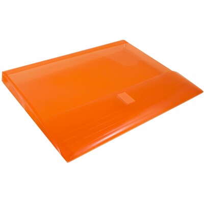 JAM Paper Plastic Envelopes with Hook & Loop Closure, 9.75 x 13 with 1 Inch Expansion, Orange, 12/Pack (218V1or)