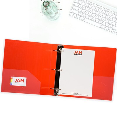 JAM Paper Designders 3" 3-Ring Flexible Poly Binders, Red (821T3RE)