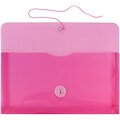 JAM Paper Plastic Envelopes with Button and String Closure, #10 Business Booklet, 5.25 x 10, Fuchsia