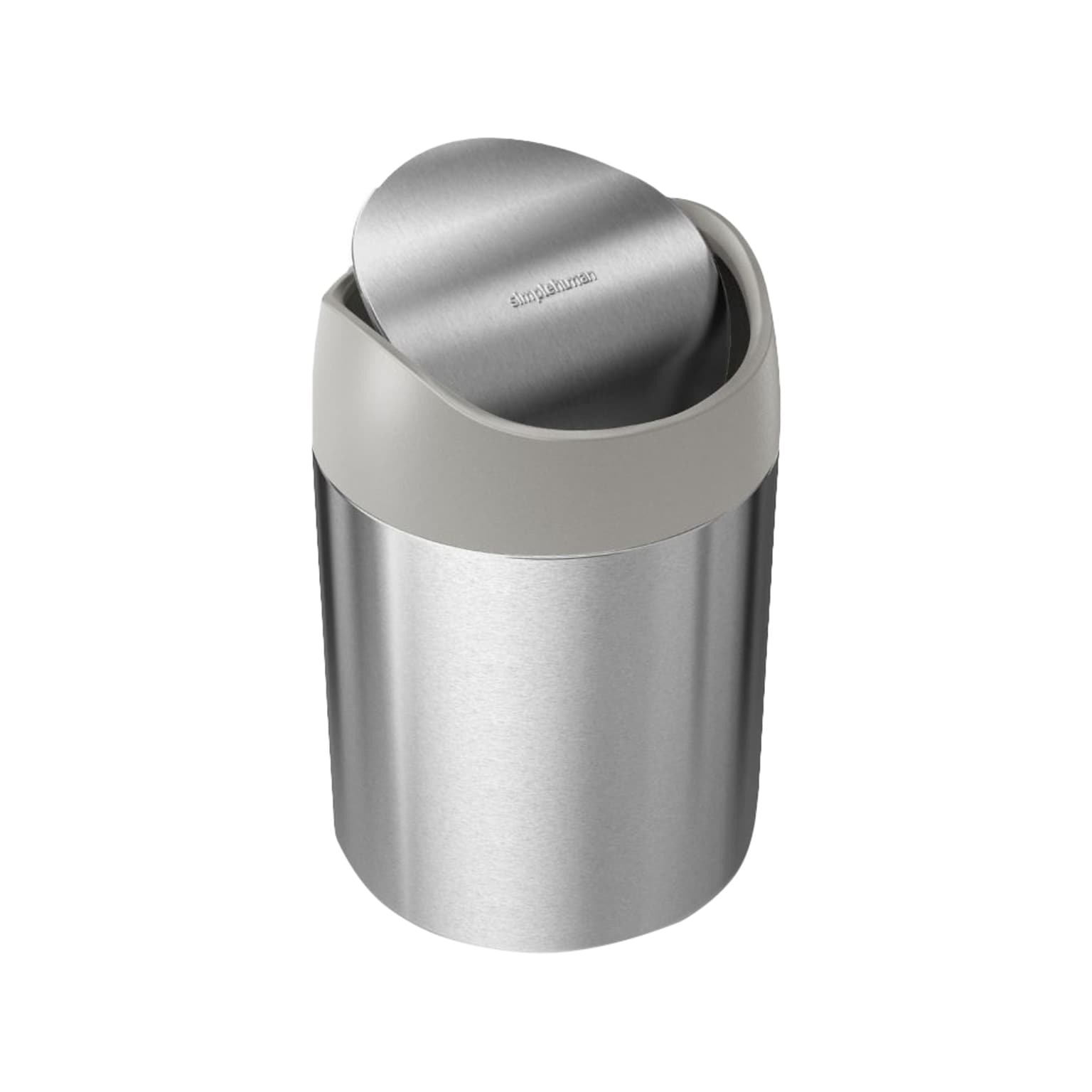 simplehuman Mini Swing Lid Trash Can, Brushed Stainless Steel, 0.4 Gal., 6/Carton (CW2084)