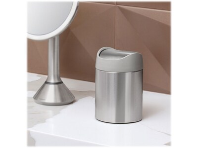 simplehuman Mini Swing Lid Trash Can, Brushed Stainless Steel, 0.4 Gal., 6/Carton (CW2084)