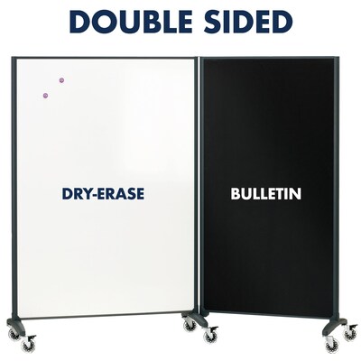 Quartet Motion DuraMax 6'H x 3'W Whiteboard Surface Room Divider With Graphite Frame (6630MB)