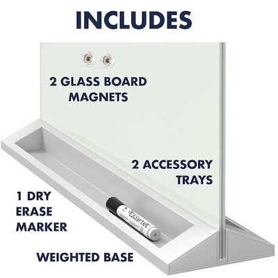 Quartet Magnetic Desktop Glass Dry-Erase Panel, White, 17" x 23" (GDP1723W)