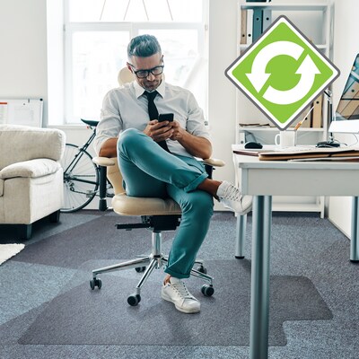 Floortex Ecotex Evolutionmat Carpet Chair Mat with Lip, 36 x 48, Medium-Pile, Clear (ECO113648LP)
