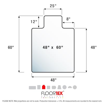Floortex® Ultimat® 48" x 60" Rectangular with Lip Chair Mat for Carpets over 1/2", Polycarbonate (1115227LR)