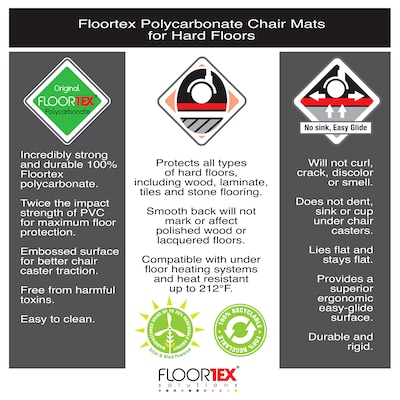 Floortex Ultimat 48" x 60" Rectangular Chair Mat for Hard Floors, Polycarbonate (1215219ER)