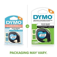 DYMO LetraTag 91331 Plastic Label Maker Tape, 1/2 x 13, Black on White (91331)