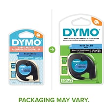 DYMO LetraTag 91335 Plastic Label Maker Tape, 1/2 x 13, Black on Blue (91335)