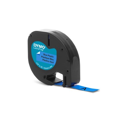 DYMO LetraTag 91335 Plastic Label Maker Tape, 1/2" x 13', Black on Blue (91335)