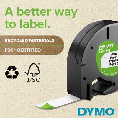 DYMO LetraTag 91335 Plastic Label Maker Tape, 1/2" x 13', Black on Blue (91335)