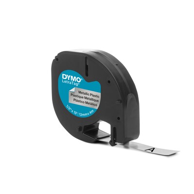DYMO LT 91338 Label Maker Tape, 1/2"W, Black on Metallic