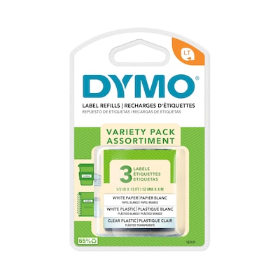 DYMO LetraTag 12331 Variety Pack Label Maker Tape, 1/2 x 13, Assorted Colors, 3/Pack (12331)