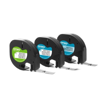 Dymo LetraTag Multi-Pack 12331 Label Maker Tapes, 0.5"W, Variety Pack Assortment, 3/Pack