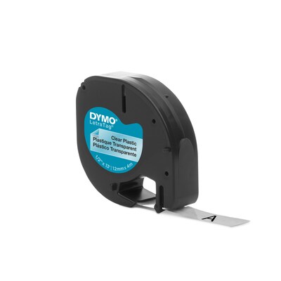 DYMO LetraTag 16952 Plastic Label Maker Tape, 1/2" x 13', Black on Clear (16952)