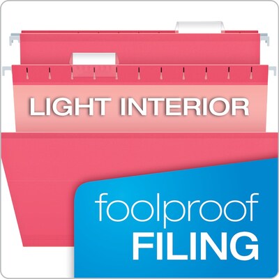 Pendaflex 10 Heavy Duty Reinforced Hanging File Folder, 1/5-Tab, Legal, Pink, 25/Box (04153 1/5 PIN)