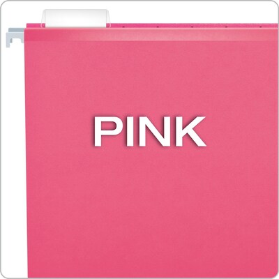 Pendaflex 10 Heavy Duty Reinforced Hanging File Folder, 1/5-Tab, Legal, Pink, 25/Box (04153 1/5 PIN)