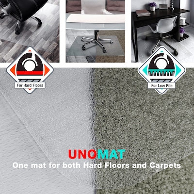 Floortex Cleartex Unomat Carpet & Hard Floor Chair Mat with Lip, 35" x 47", Low-Pile, Clear (128920LRA)