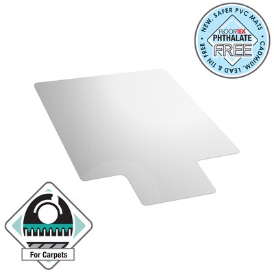 Floortex Computex Advantagemat Carpet Chair Mat with Lip, 45" x 53'', Medium-Pile, Clear (31341526LV)