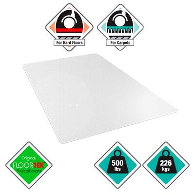 Floortex® Megamat® Extra Thick 46" x 60" Rectangular Chair Mat for Hard Floors & Carpets, Polycarbonate (FCM121525ER)