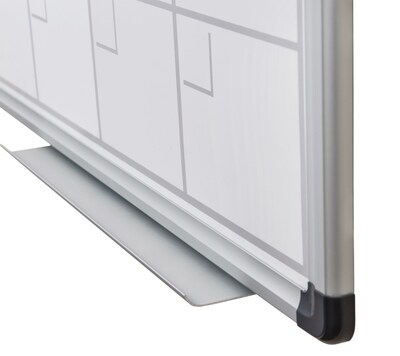 Floortex® Viztex® Lacquered Steel Magnetic Monthly Planner Dry Erase Board, Aluminium Frame, 36 x 2
