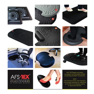 Floortex AFS-TEX 2000X Black Active Anti-Fatigue Mat, 20" x 32", Midnight Black (FCA22032XBK)