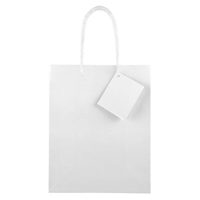 JAM Paper® Glossy Gift Bags, Medium, 8 x 4 x 10,White, 6/pack (672GLwha)