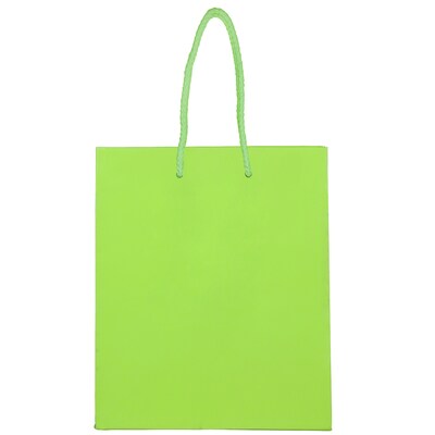 JAM Paper® Glossy Gift Bags, Medium, 8 x 4 x 10, Lime Green, 6/pack (672GLlga)