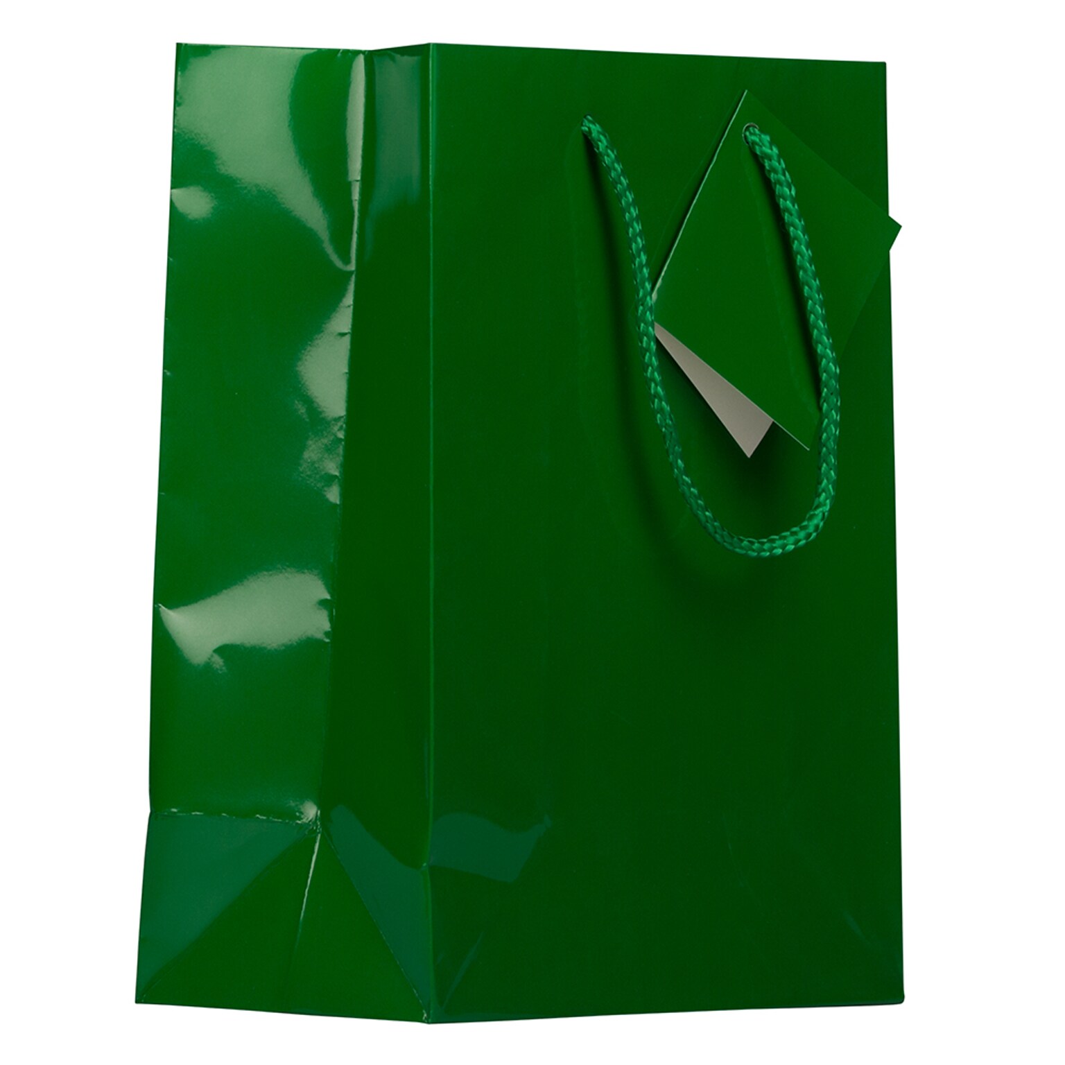 JAM Paper Glossy Gift Bag, Medium, Green, 6 Bags/Pack (672GLgra)