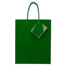 JAM Paper® Glossy Gift Bags, Medium, 8 x 4 x 10, Green, 6/pack (672GLgra)