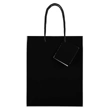JAM Paper® Glossy Gift Bags, Medium, 8 x 4 x 10, Black, 6/pack (672GLbla)