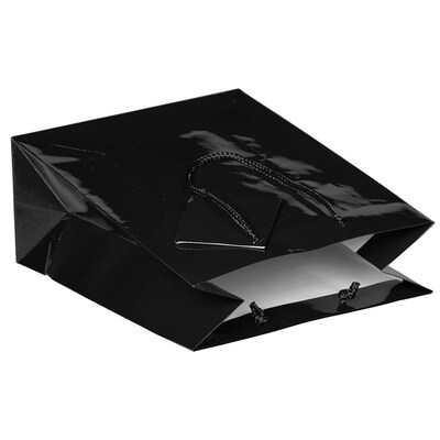 JAM Paper Gift Bag, 8" x 4" x 10", Black, 6 Bags/Pack (672GLbla)