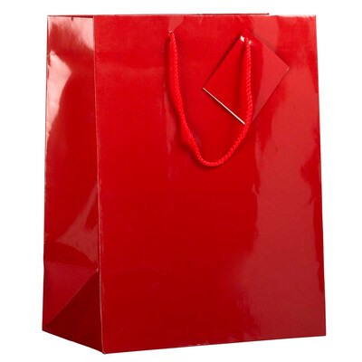 JAM Paper® Glossy Gift Bags, Large, 10 x 13 x 5, Red, 6/pack (673GLrea)
