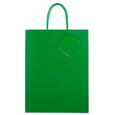 JAM Paper Gift Bag, 10 x 5 x 13, Green, 6 Bags/Pack (673GLgra)